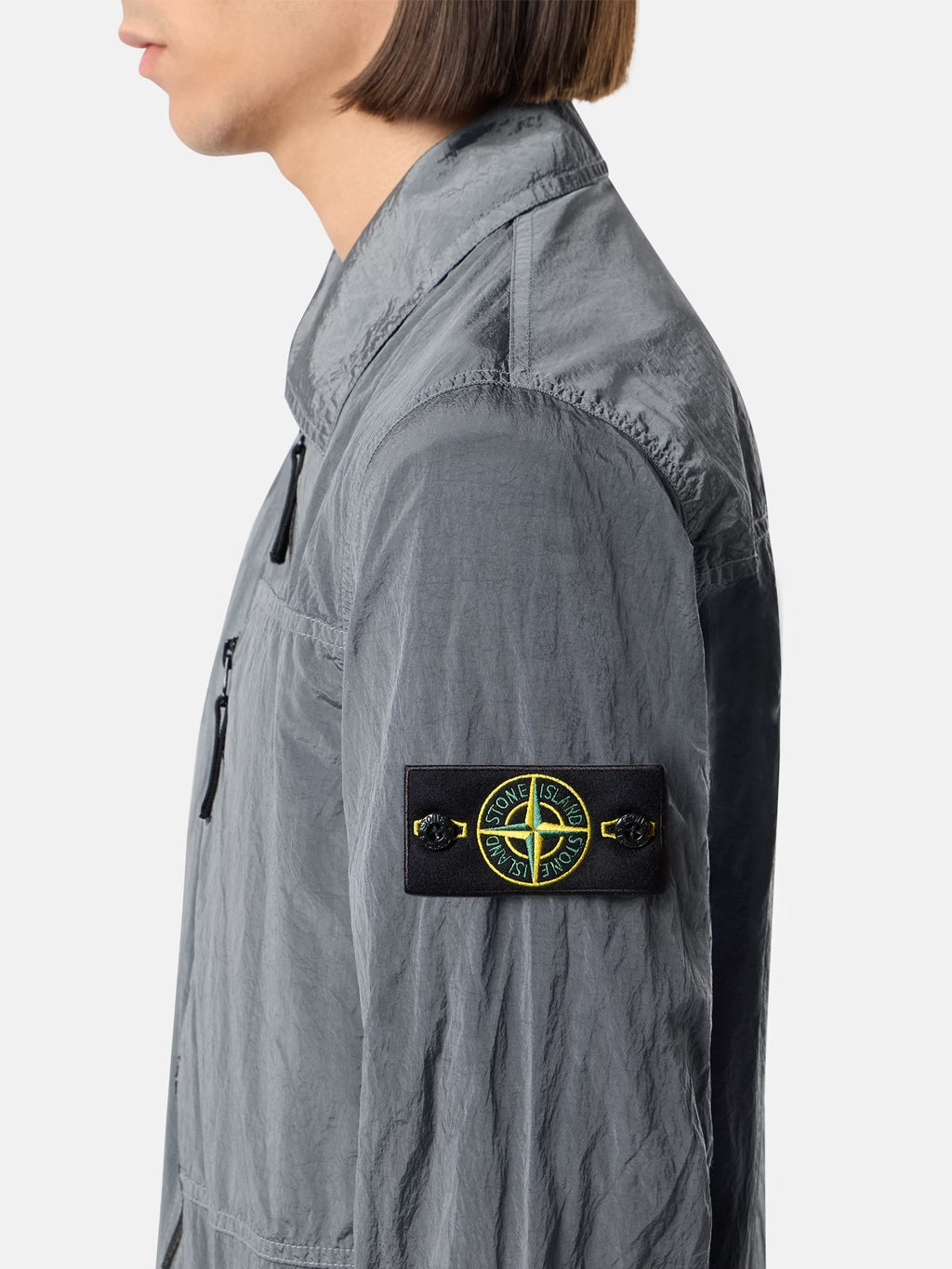 Stone Island Nylon Metal Chest Pocket Overshirt in Ash Grey
