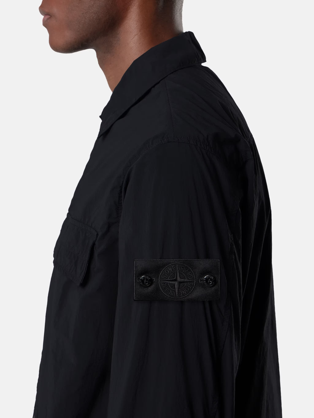 Stone Island Ghost Nylon Smerigliato Overshirt in Black