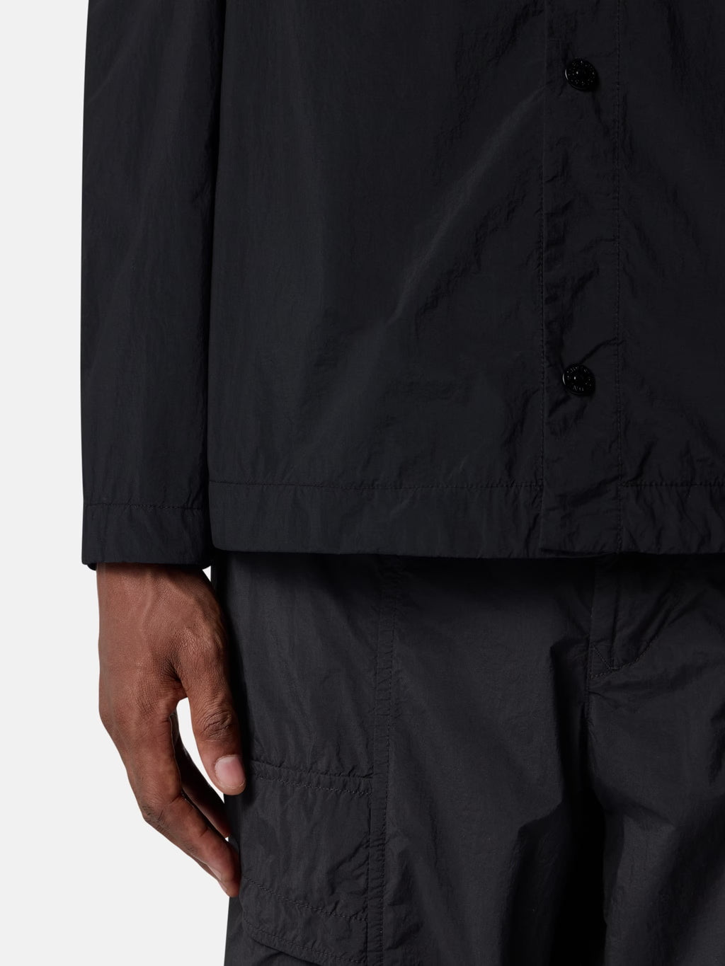 Stone Island Ghost Nylon Smerigliato Overshirt in Black