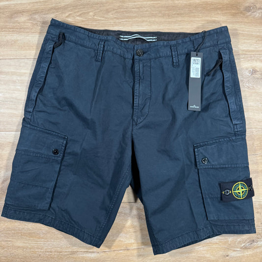 Stone Island Supima Twill Stretch-TC Cargo Bermuda Shorts in Navy