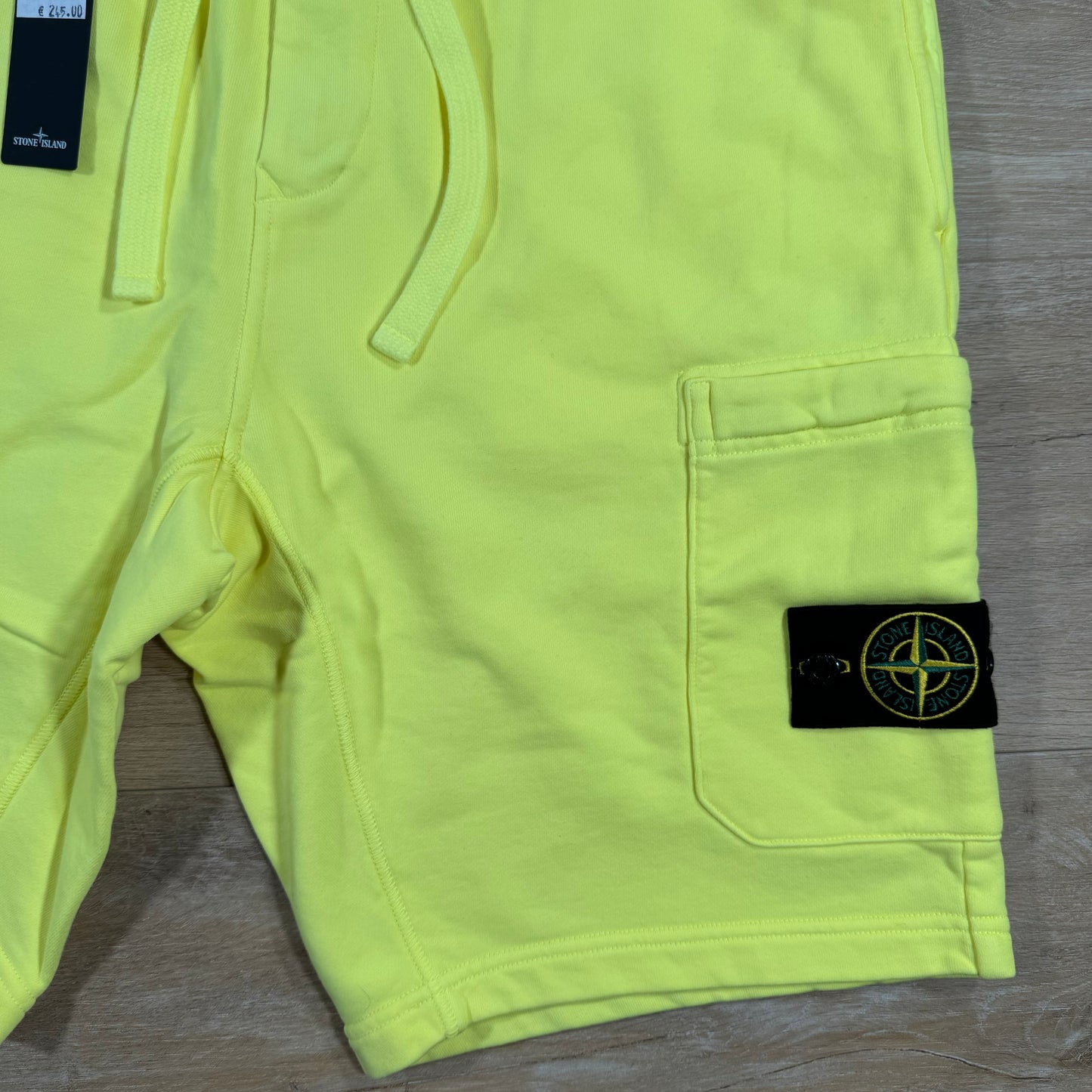 Stone Island Garment Dyed Fleece Shorts in Neon Yellow