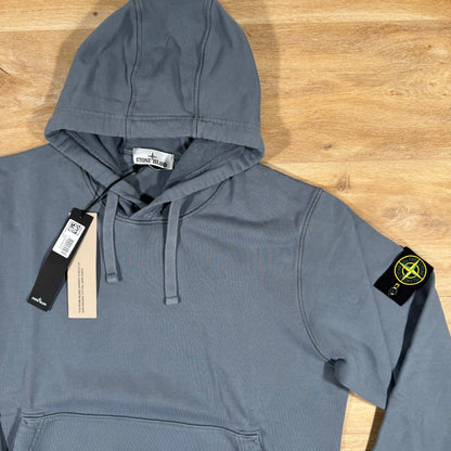 Stone Island Organic Cotton Fleece Pullover Hoodie in Avio Blue