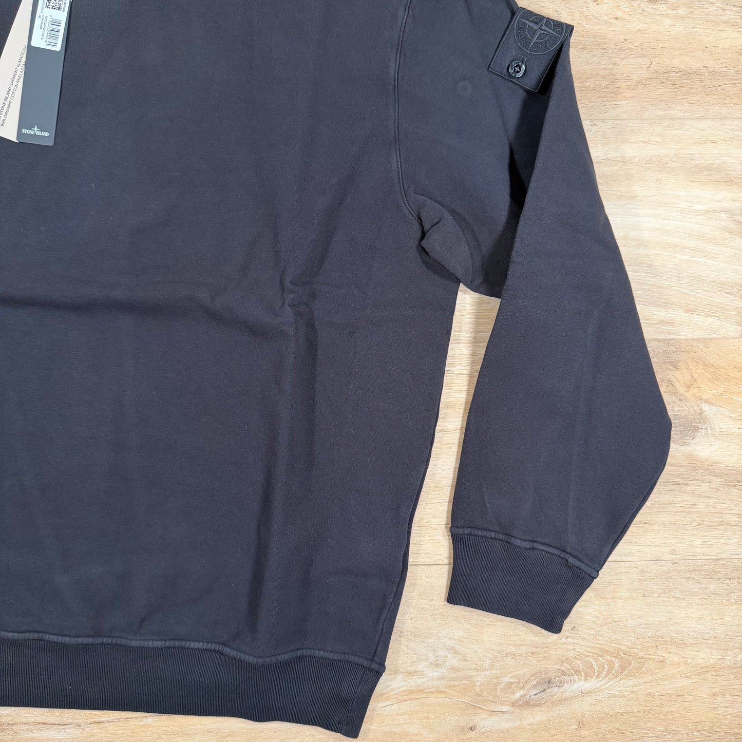 Stone Island Ghost Stretch Cotton Fleece Crewneck Sweatshirt in Black