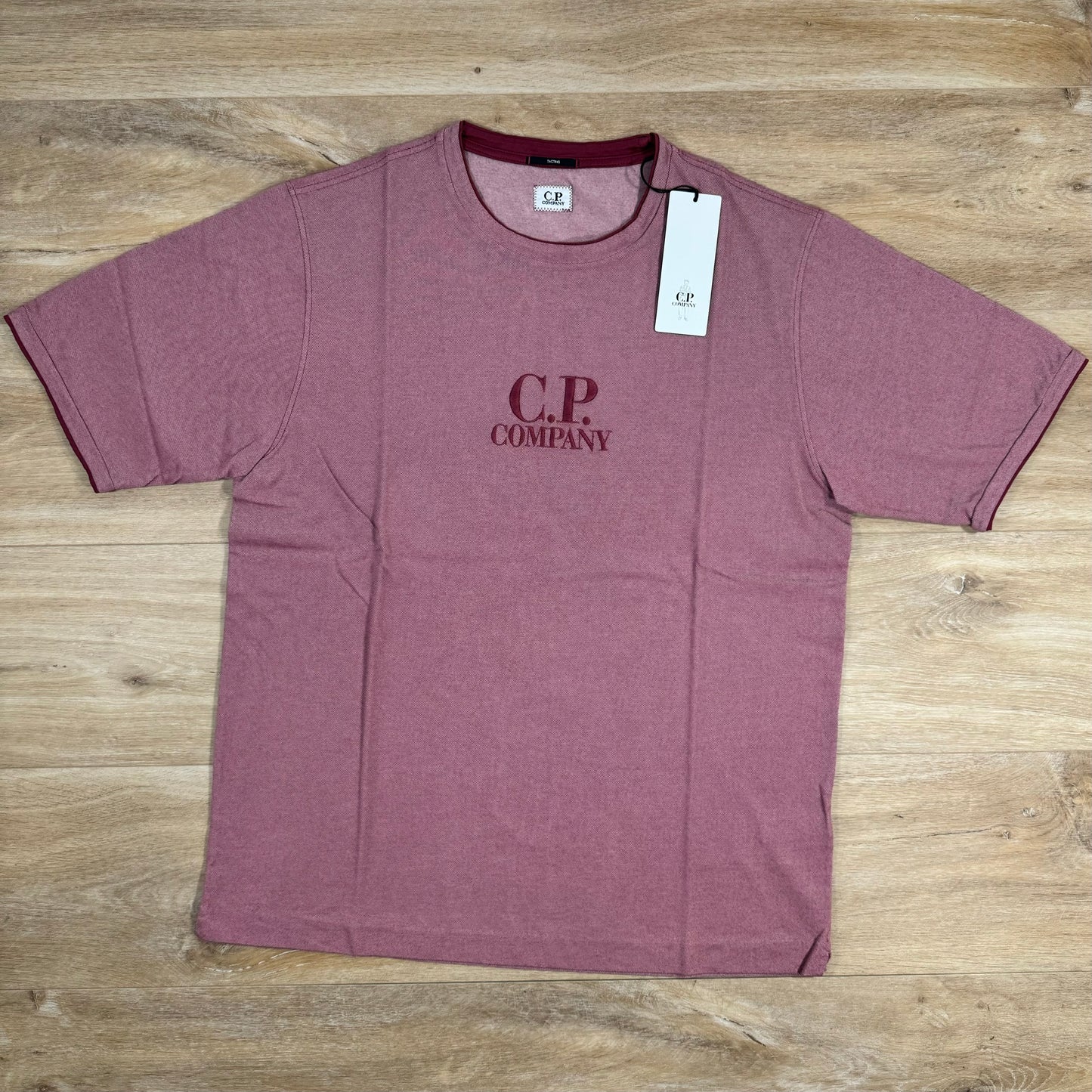 C.P. Company Tacting Piquet Logo T-Shirt in Red Bud