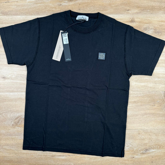 Stone Island Patch Logo Cotton T-Shirt in Black