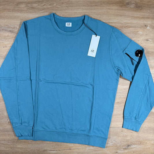 C.P. Company Light Fleece Crewneck Lens Sweatshirt in Aegean Blue