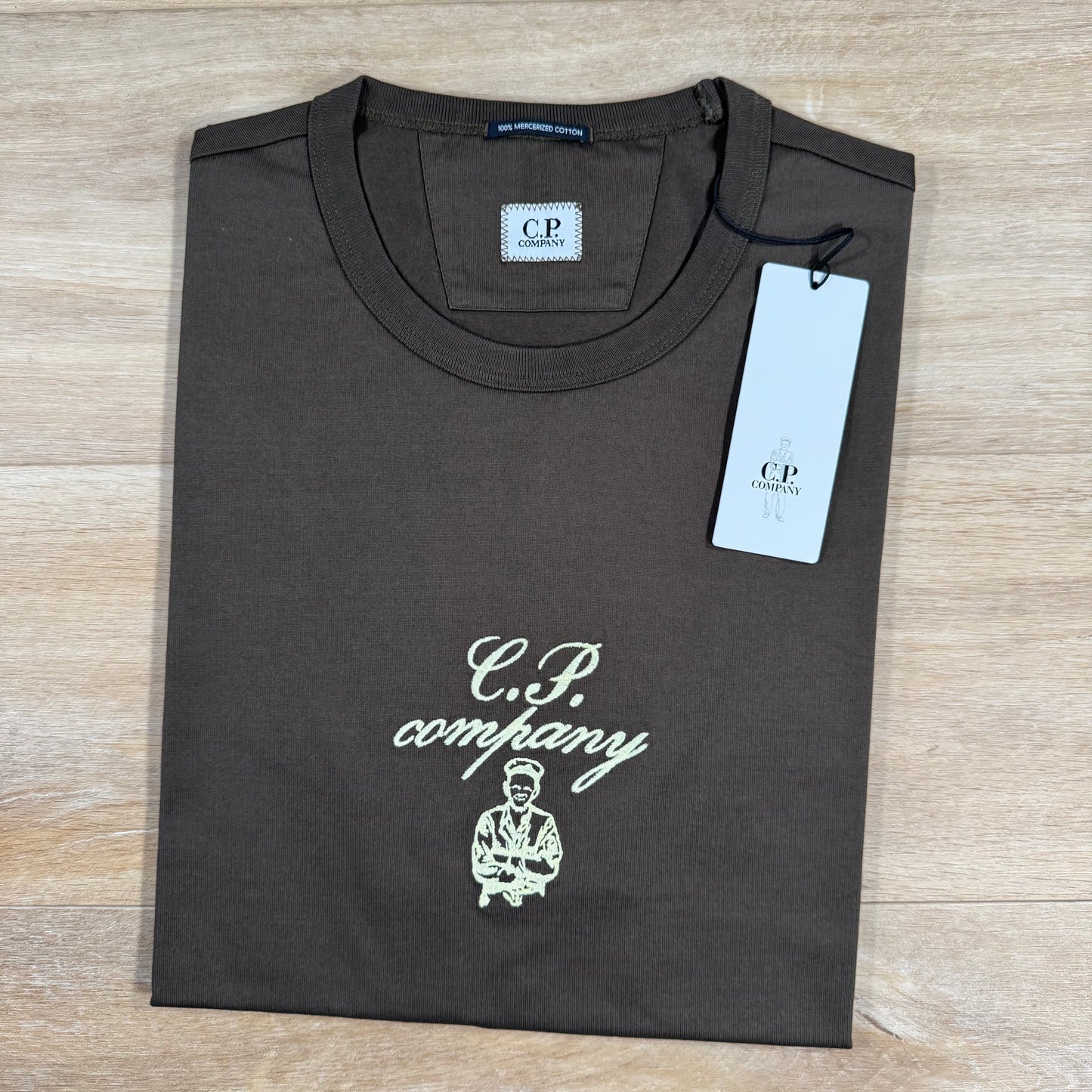C.P. Company 30/2 Twisted Embroidery T-Shirt in Ivy Green