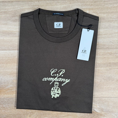 C.P. Company 30/2 Twisted Embroidery T-Shirt in Ivy Green