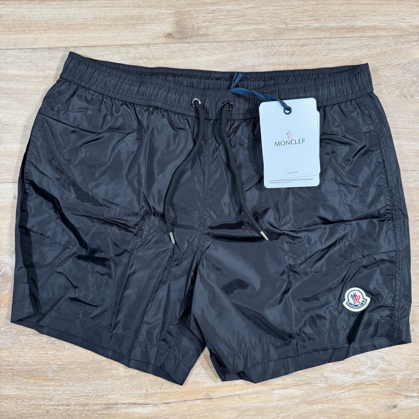 Moncler Logo Patch Swim Shorts in Black