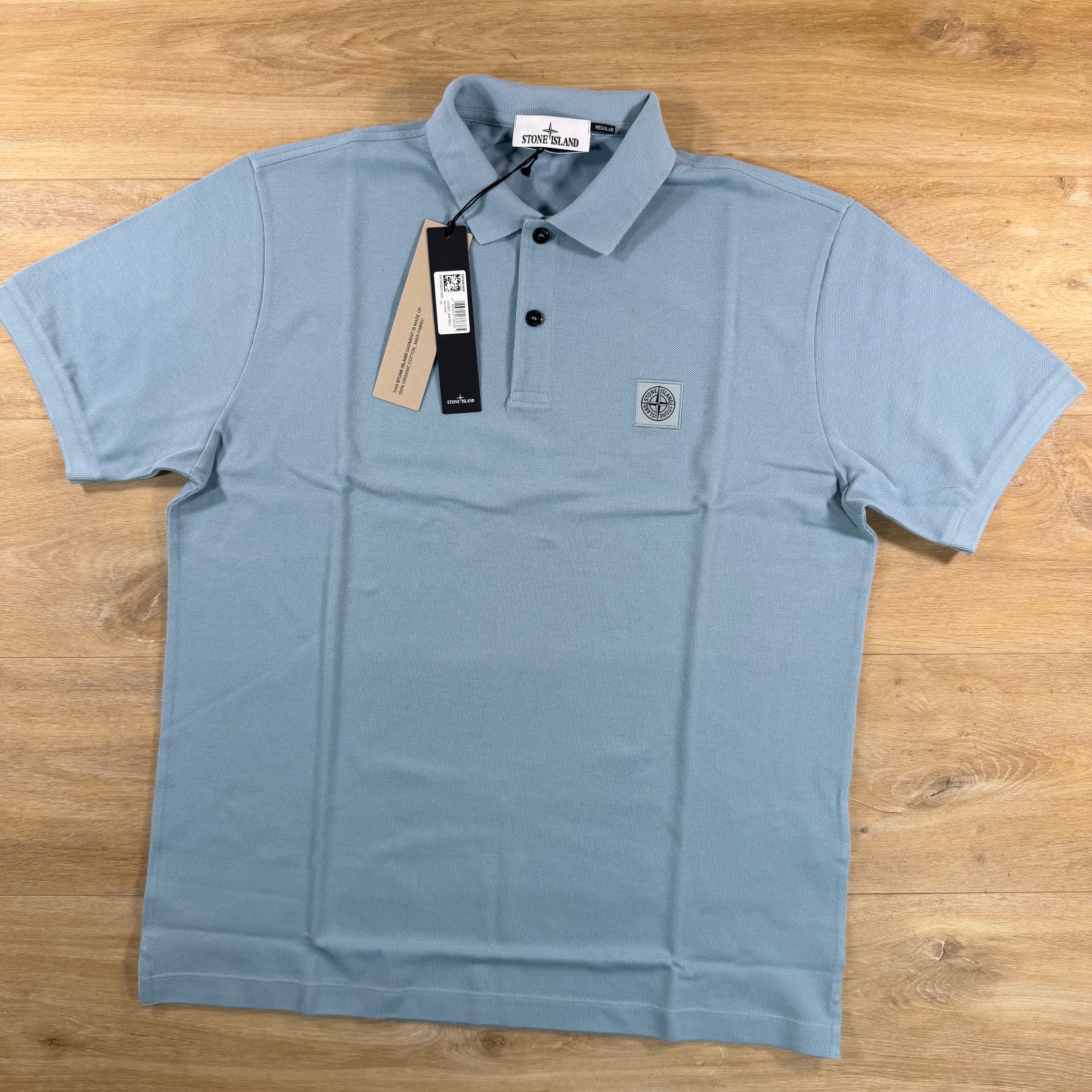 Stone Island Regular Fit Patch Logo Polo Shirt in Dust Blue