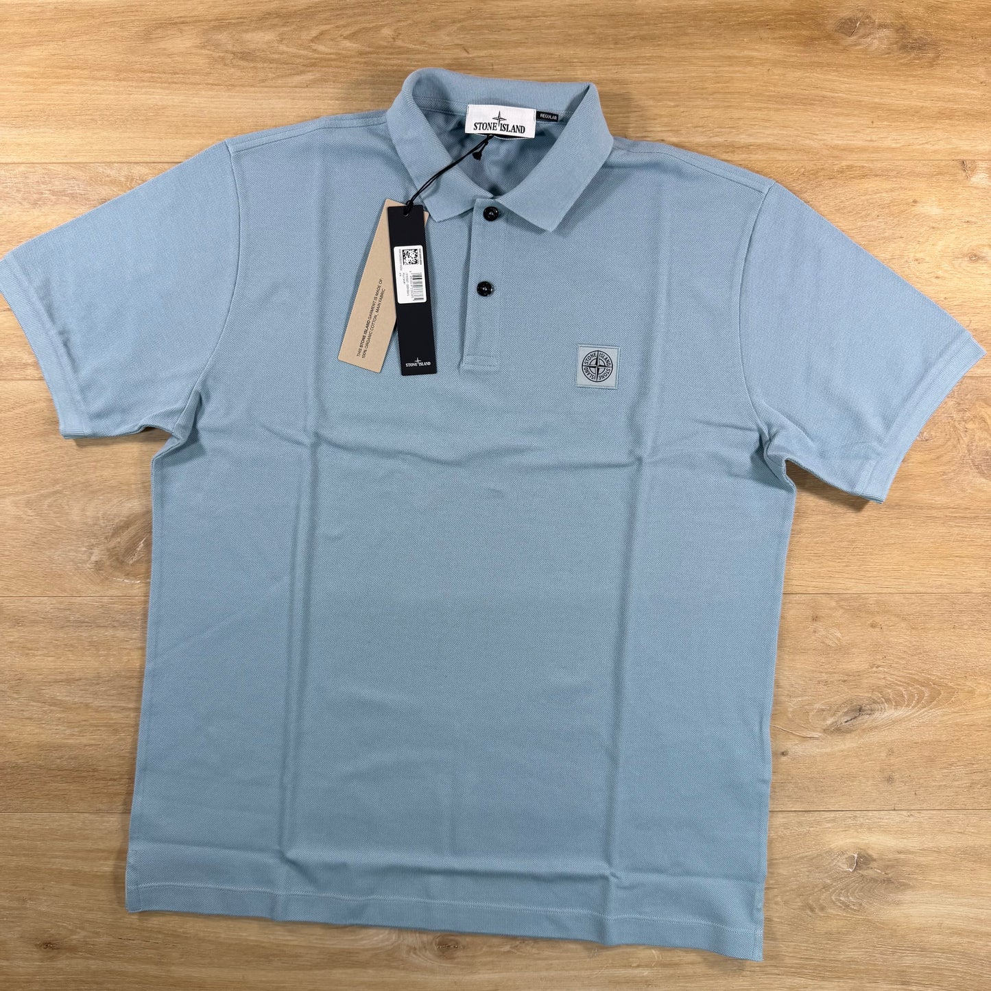 Stone Island Regular Fit Patch Logo Polo Shirt in Dust Blue