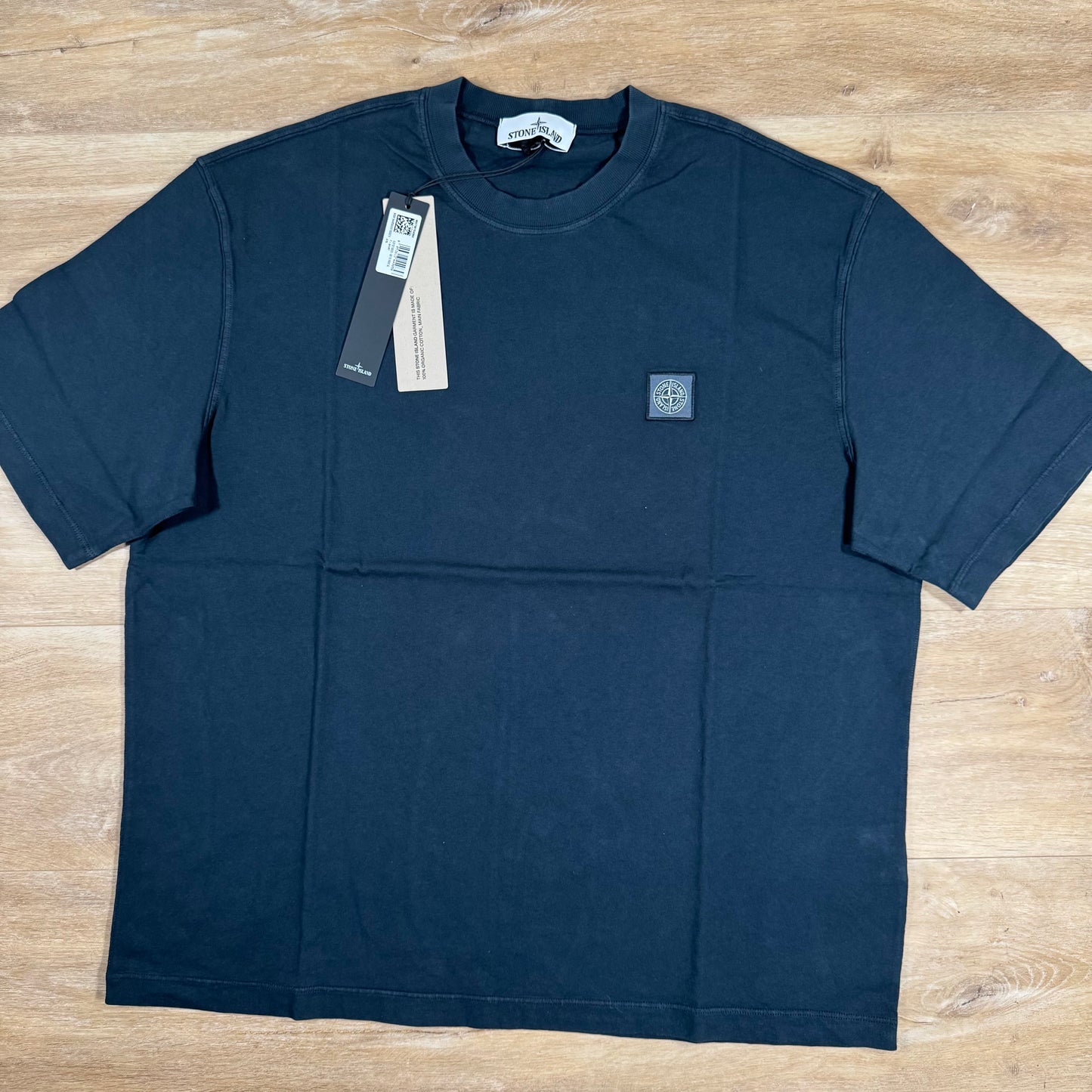 Stone Island Combed Organic Patch Logo T-Shirt in Navy