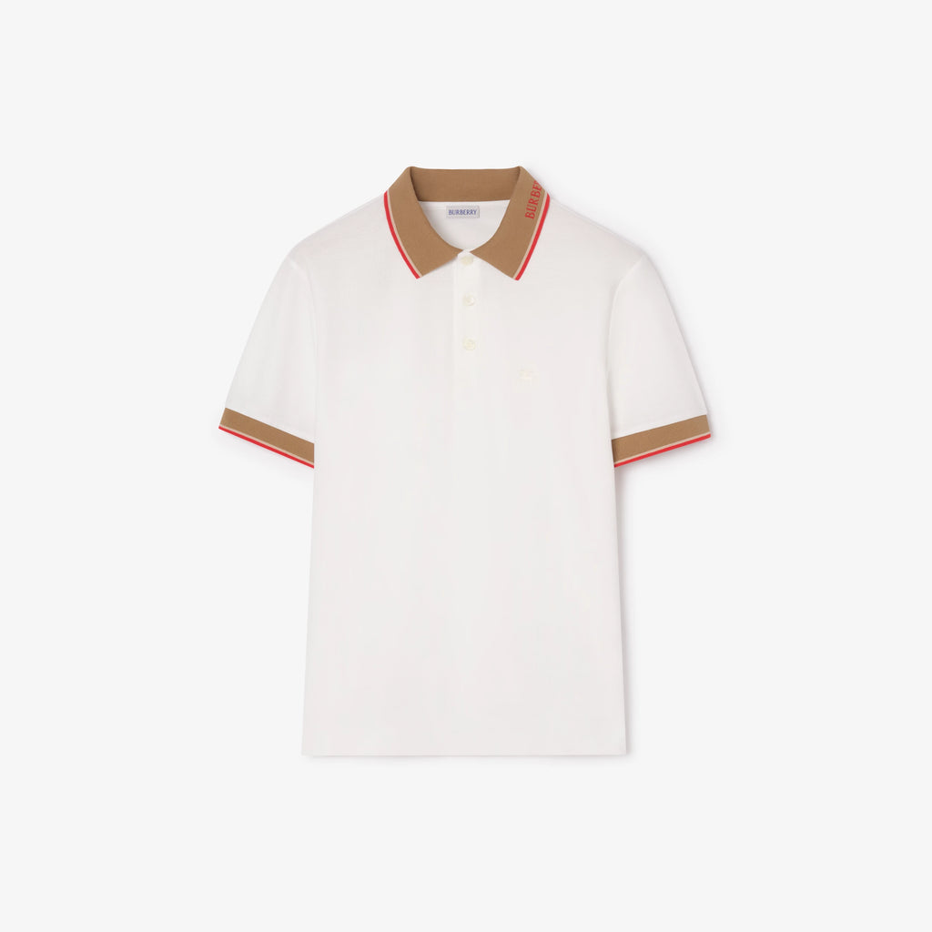 Burberry Evan Check Trim Polo Shirt in Chalk