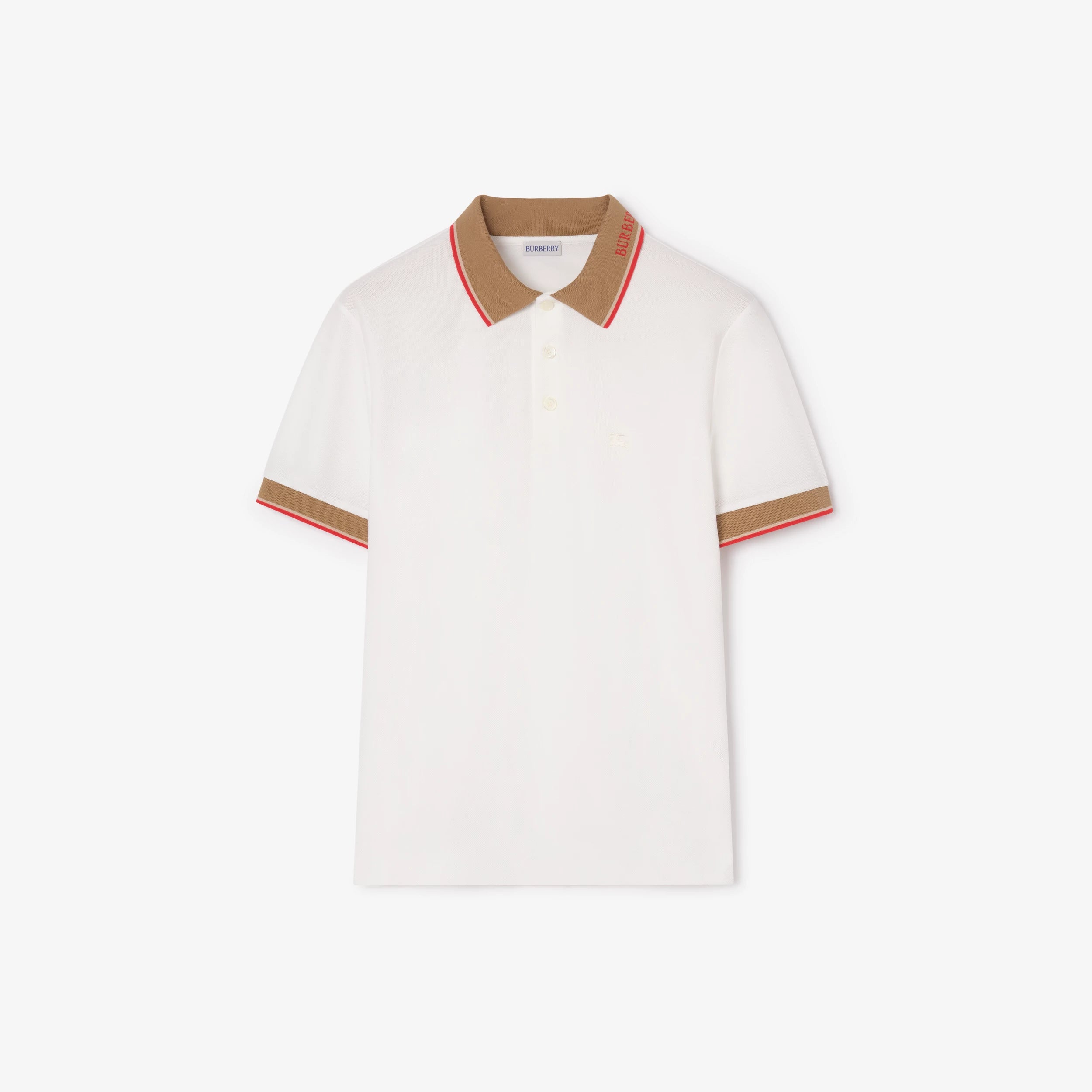 Burberry Evan Check Trim Polo Shirt in Chalk