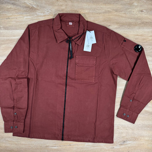 C.P. Company Organic Gabardine Lens Overshirt in Sable - Brown