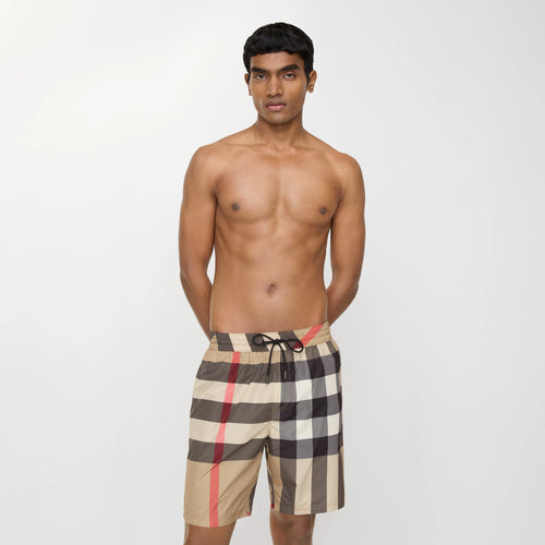 Burberry Check Swim Shorts in Archive Beige
