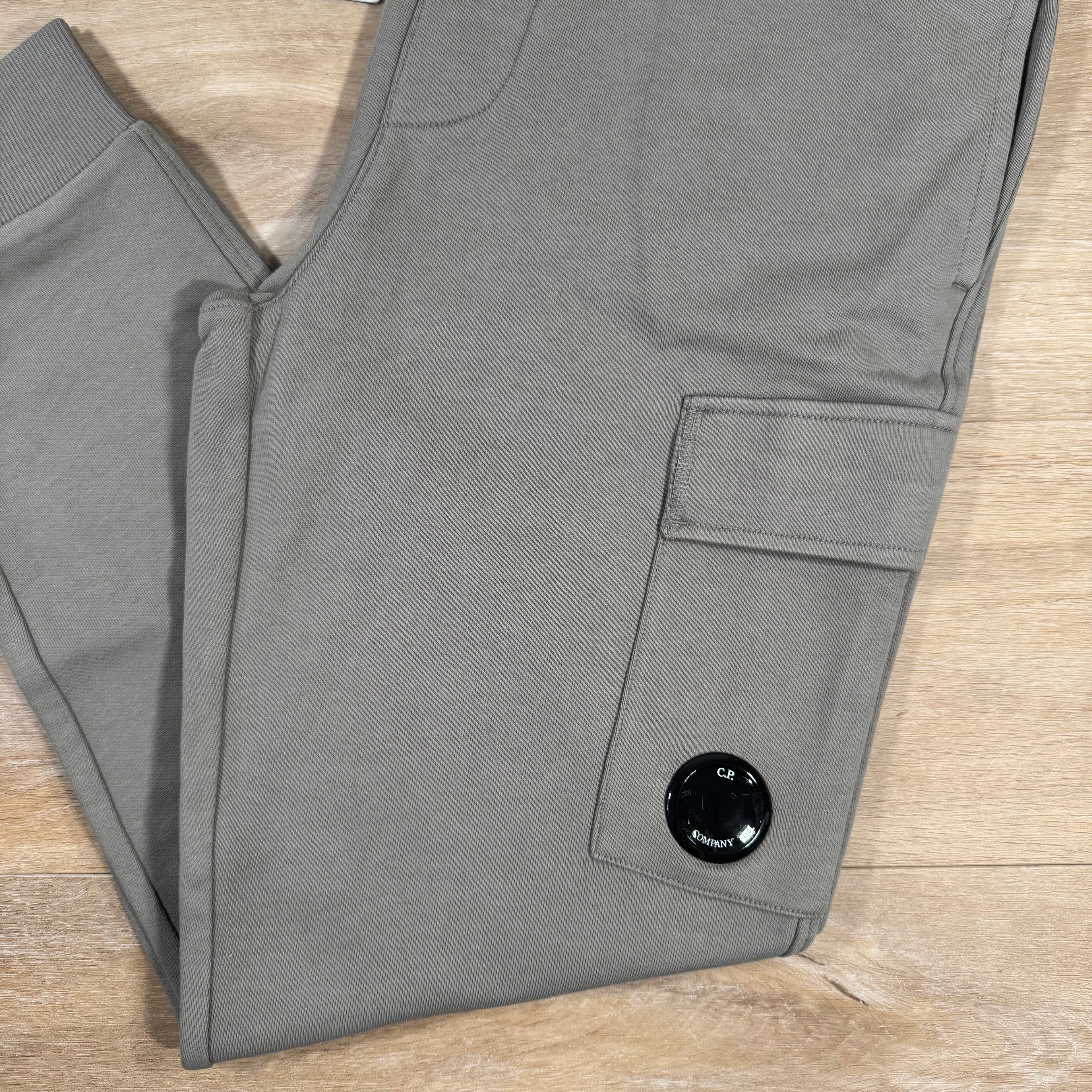 C.P. Company Diagonal Raised Fleece Lens Sweatpants in Fungi Grey