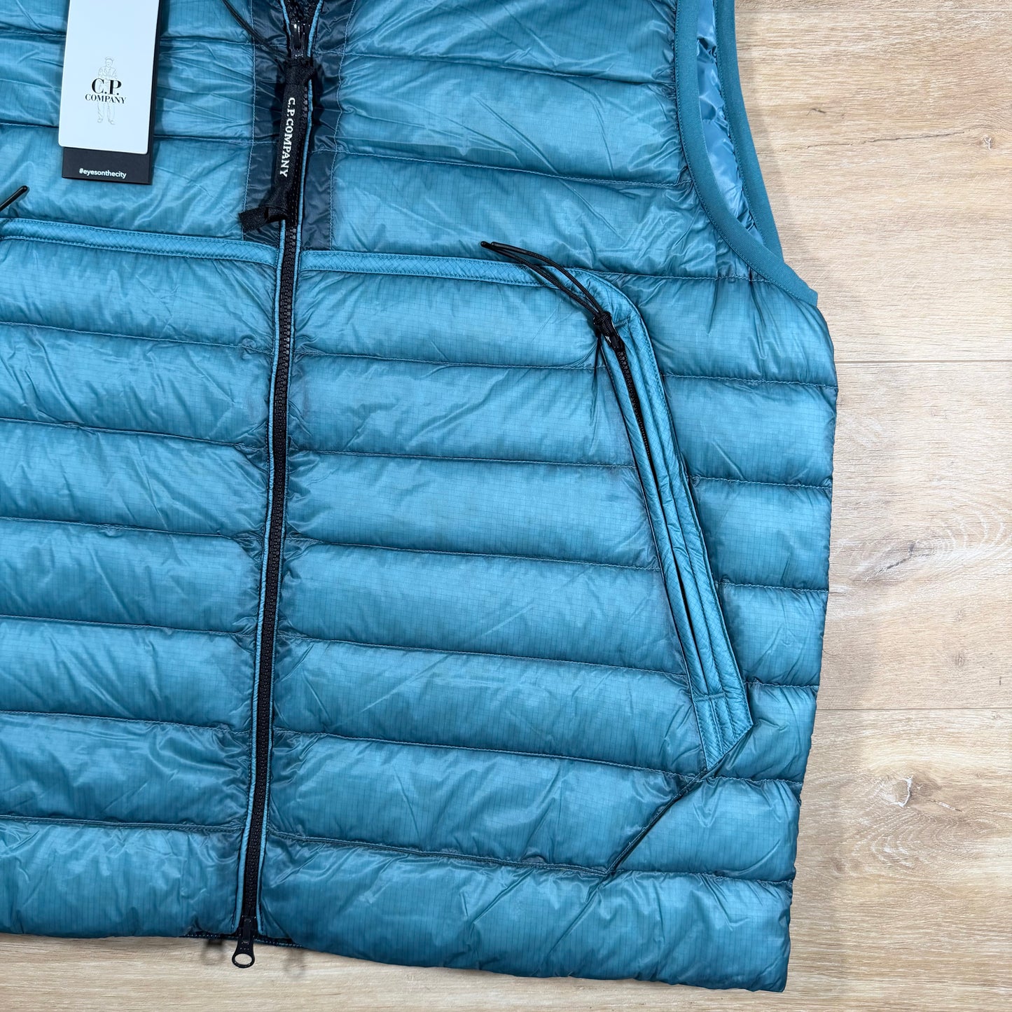 C.P. Company D.D. Shell Goggle Down Gilet in Aegean Blue