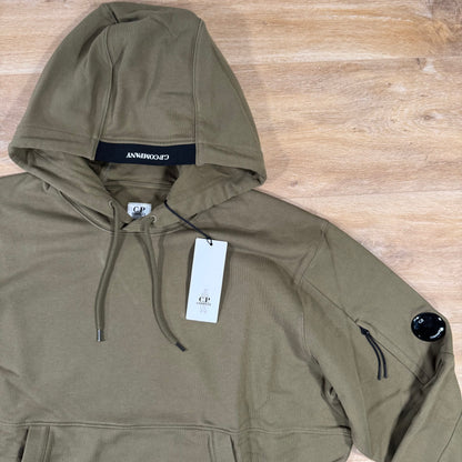 C.P. Company Diagonal Raised Fleece Lens Hoodie in Capers Green