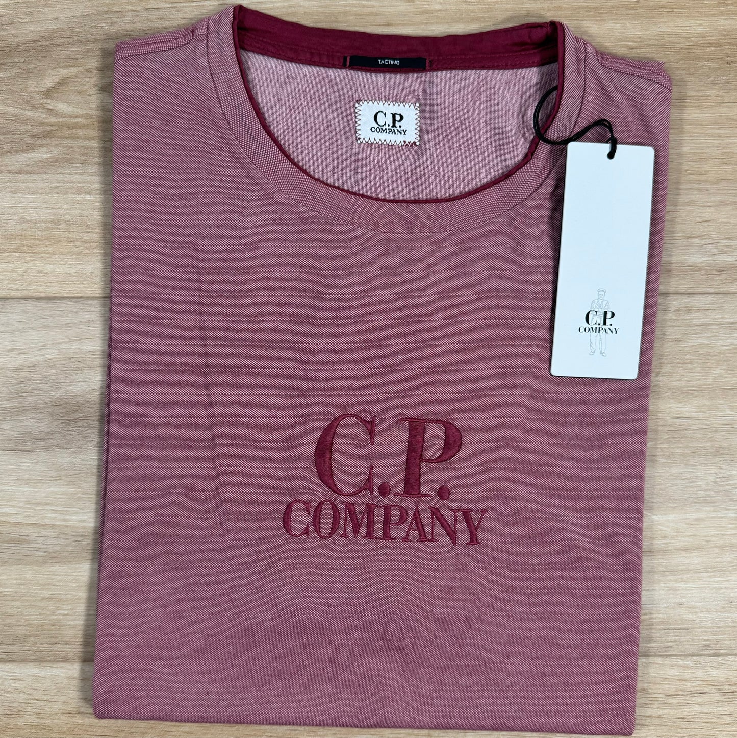 C.P. Company Tacting Piquet Logo T-Shirt in Red Bud