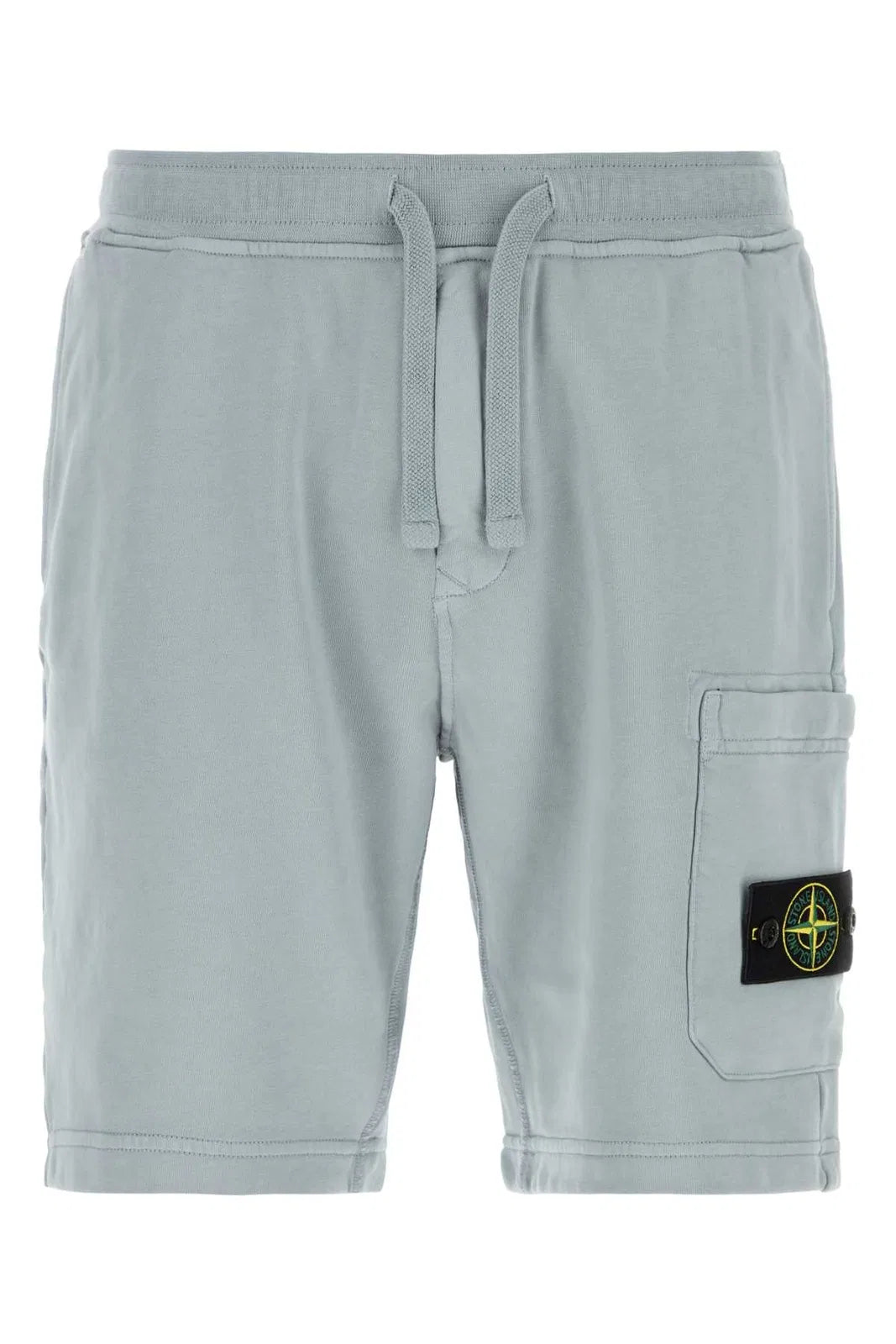Stone Island Organic Cotton Fleece Jogger Shorts in Ash Grey