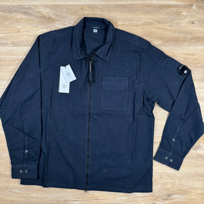 C.P. Company Organic Gabardine Lens Overshirt in Navy
