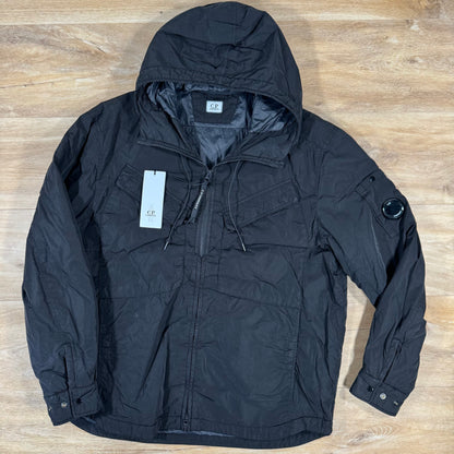 C.P. Company Chrome-R Hooded Zipped Lens Overshirt in Black
