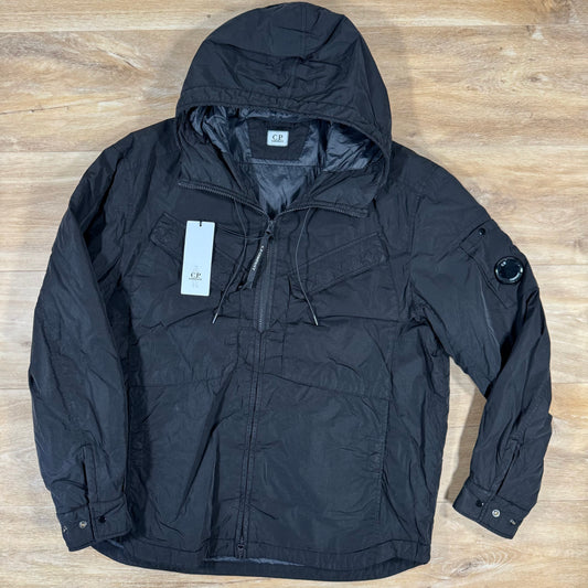 C.P. Company Chrome-R Hooded Zipped Lens Overshirt in Black