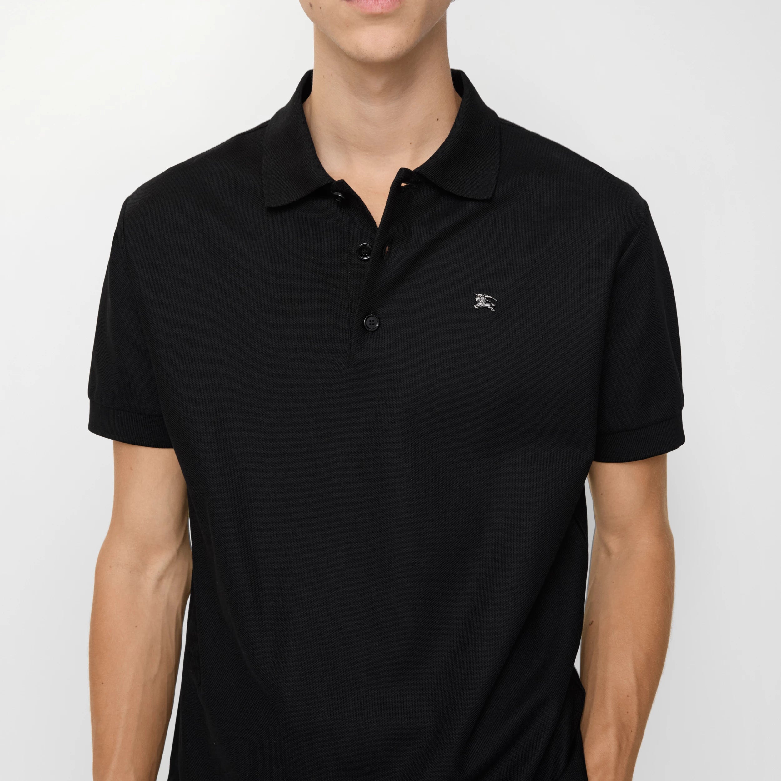 Burberry Metal Knight Cotton Polo Shirt in Black
