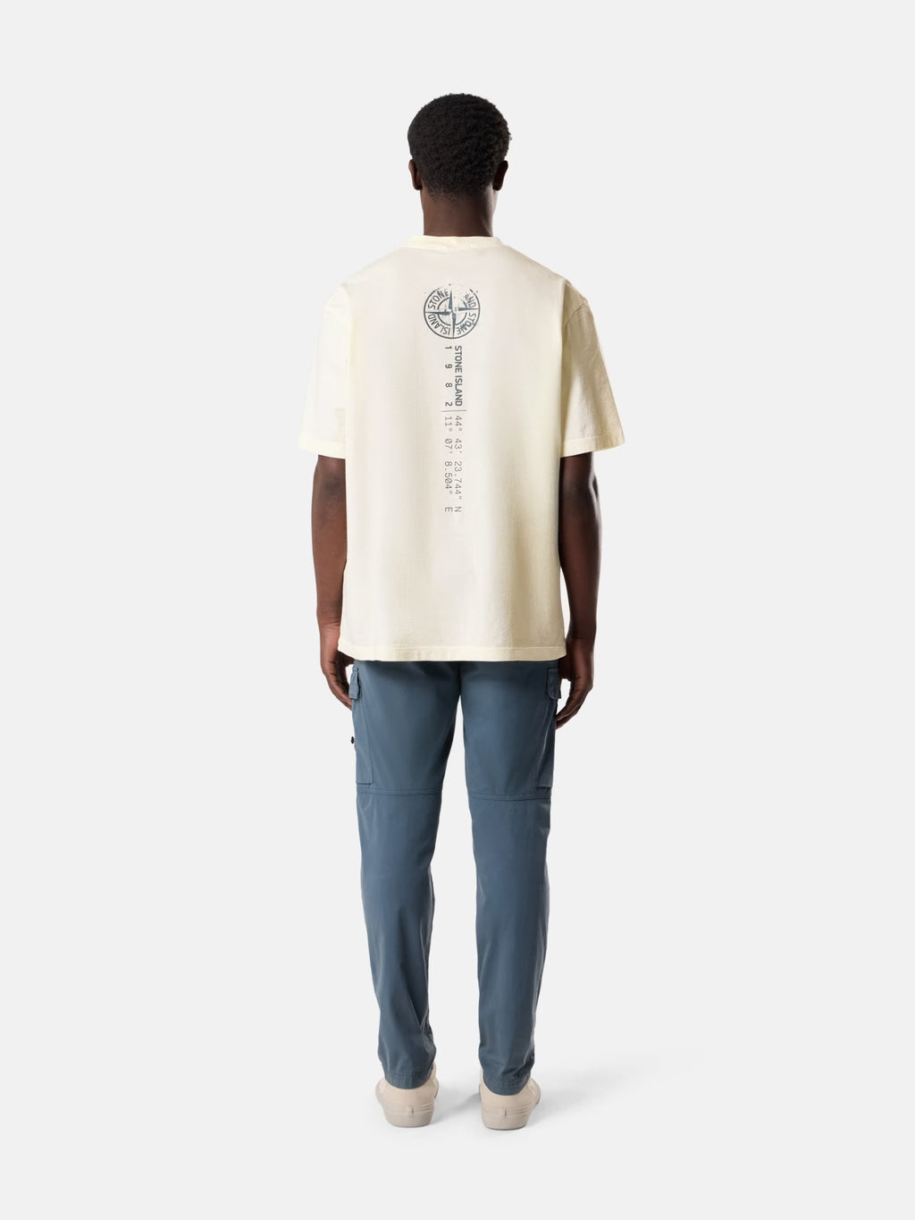 Stone Island 'Vertical Placement' Print T-Shirt in Ivory