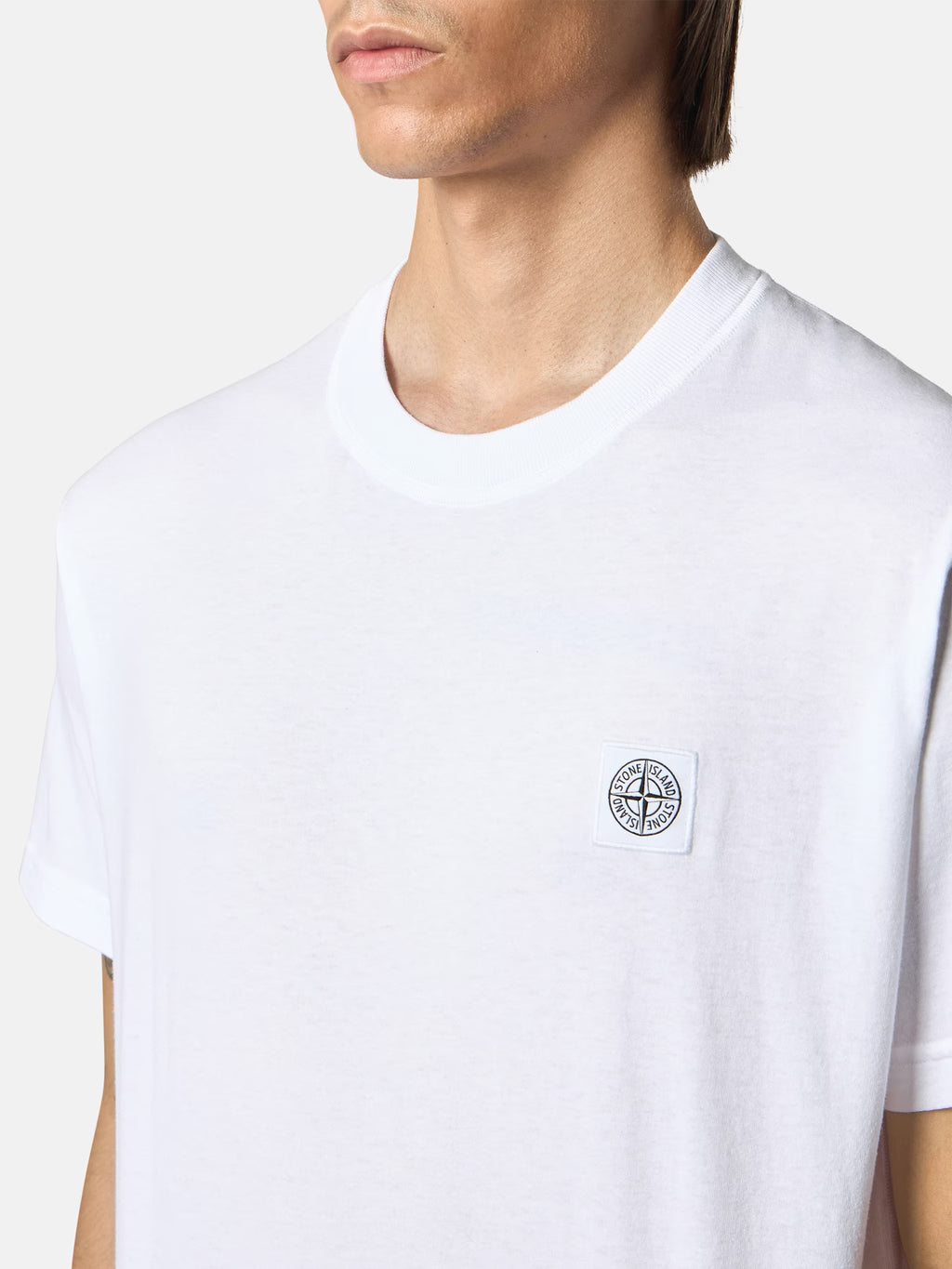 Stone Island 'Fissato' Effect Compass Patch T-Shirt in White