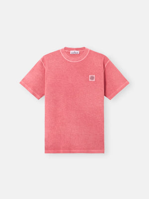 Stone Island 'Fissato' Effect Compass Patch T-Shirt in Geranium