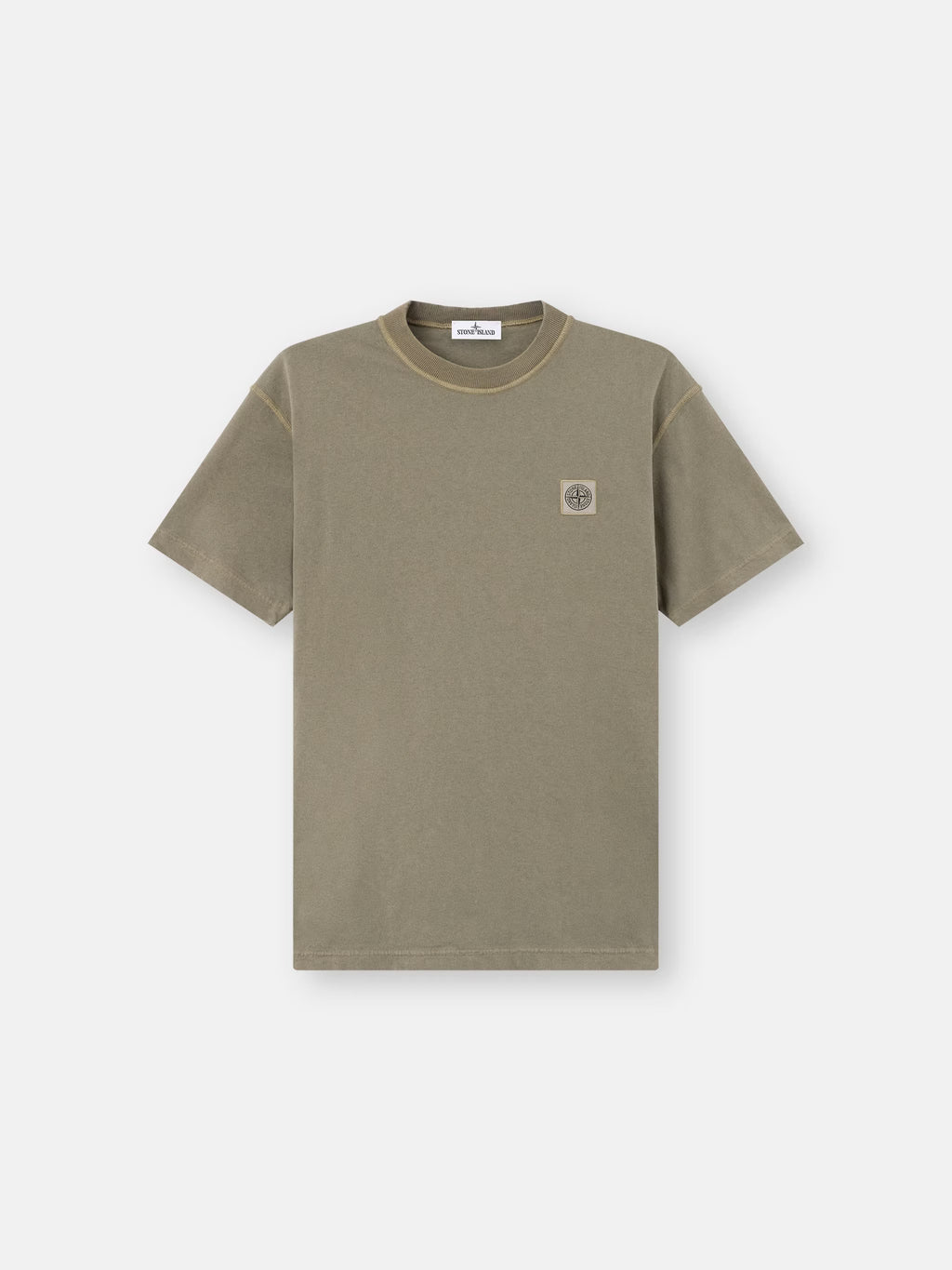 Stone Island 'Fissato' Effect Compass Patch T-Shirt in Military Green