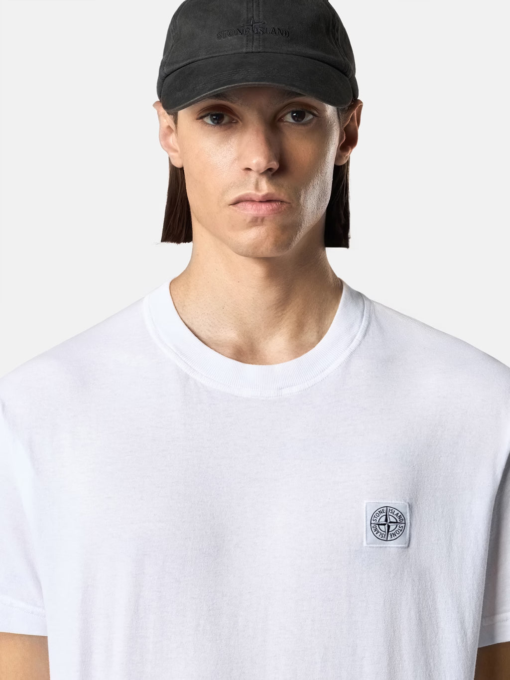 Stone Island 'Fissato' Effect Compass Patch T-Shirt in White