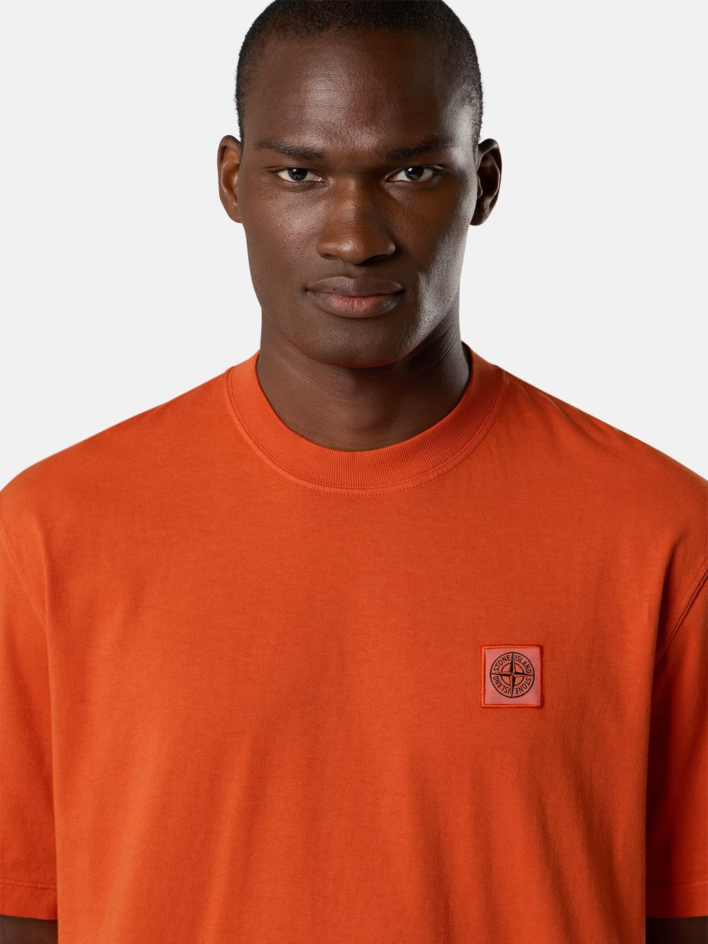 Stone Island Combed Organic Cotton T-Shirt in Burnt Orange