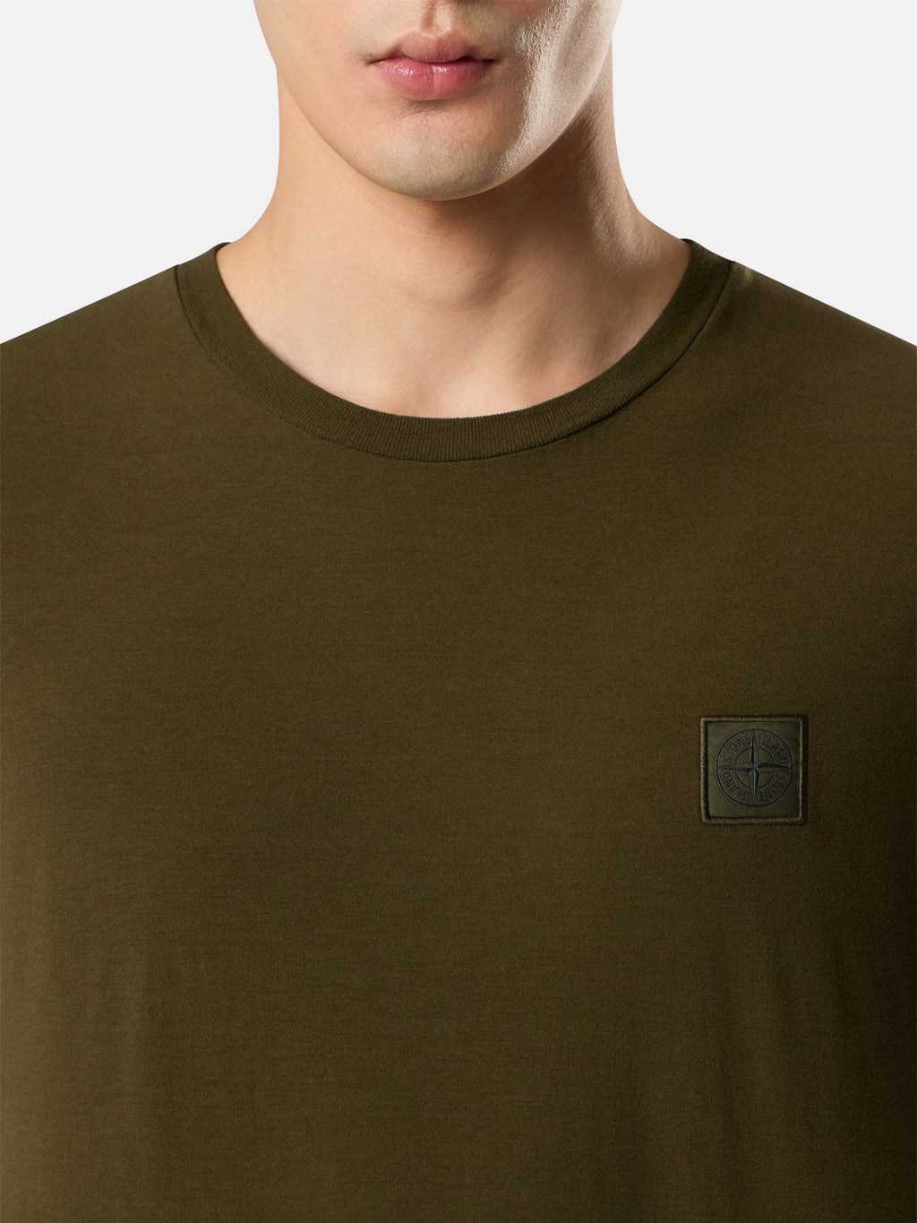Stone Island Ghost Tonal Compass Patch T-Shirt in Military Green
