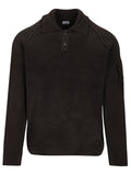 C.P. Company Chenille Cotton Lens Polo Sweater in Black