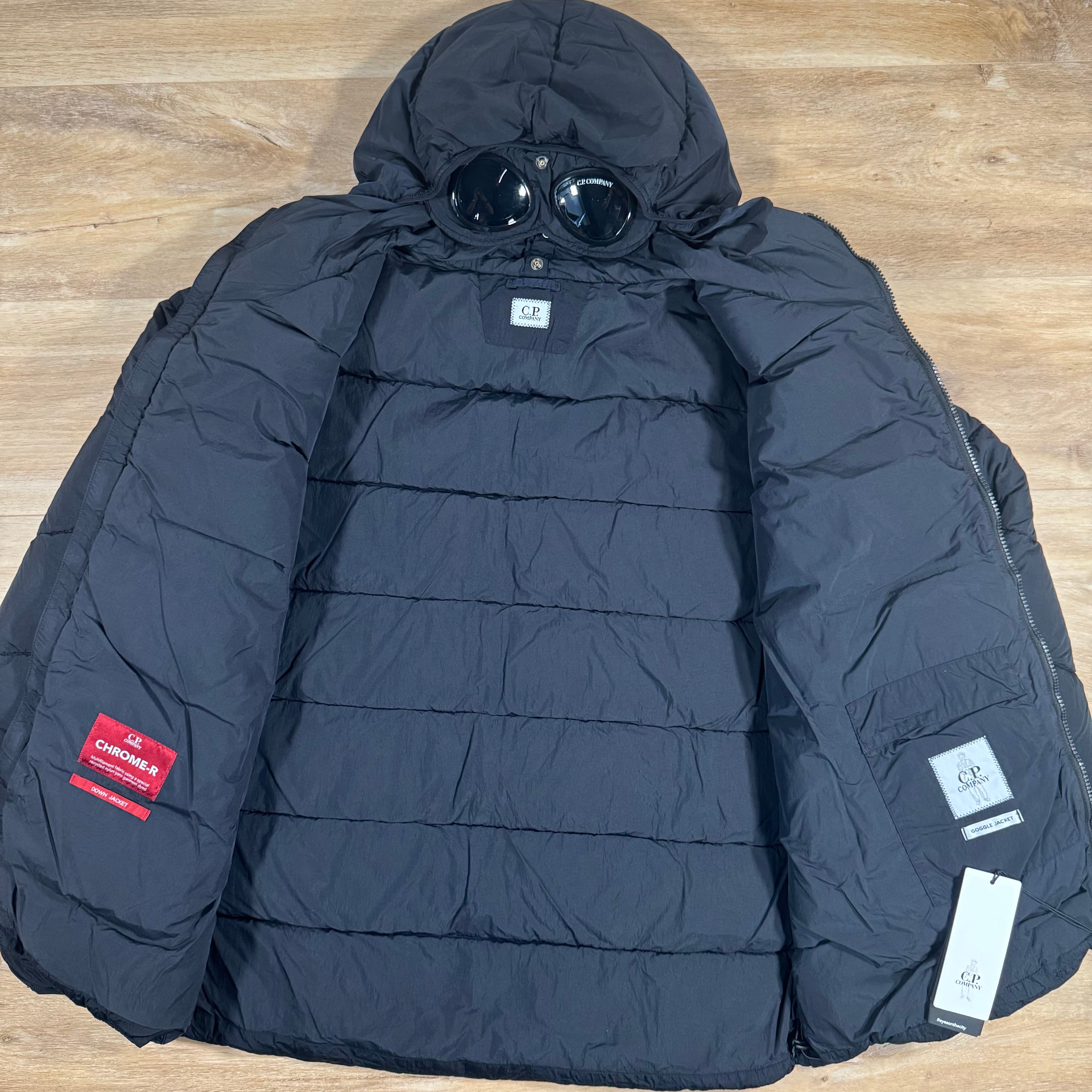 C.P. Company Chrome-R Goggle Down Jacket in Navy – Label Menswear