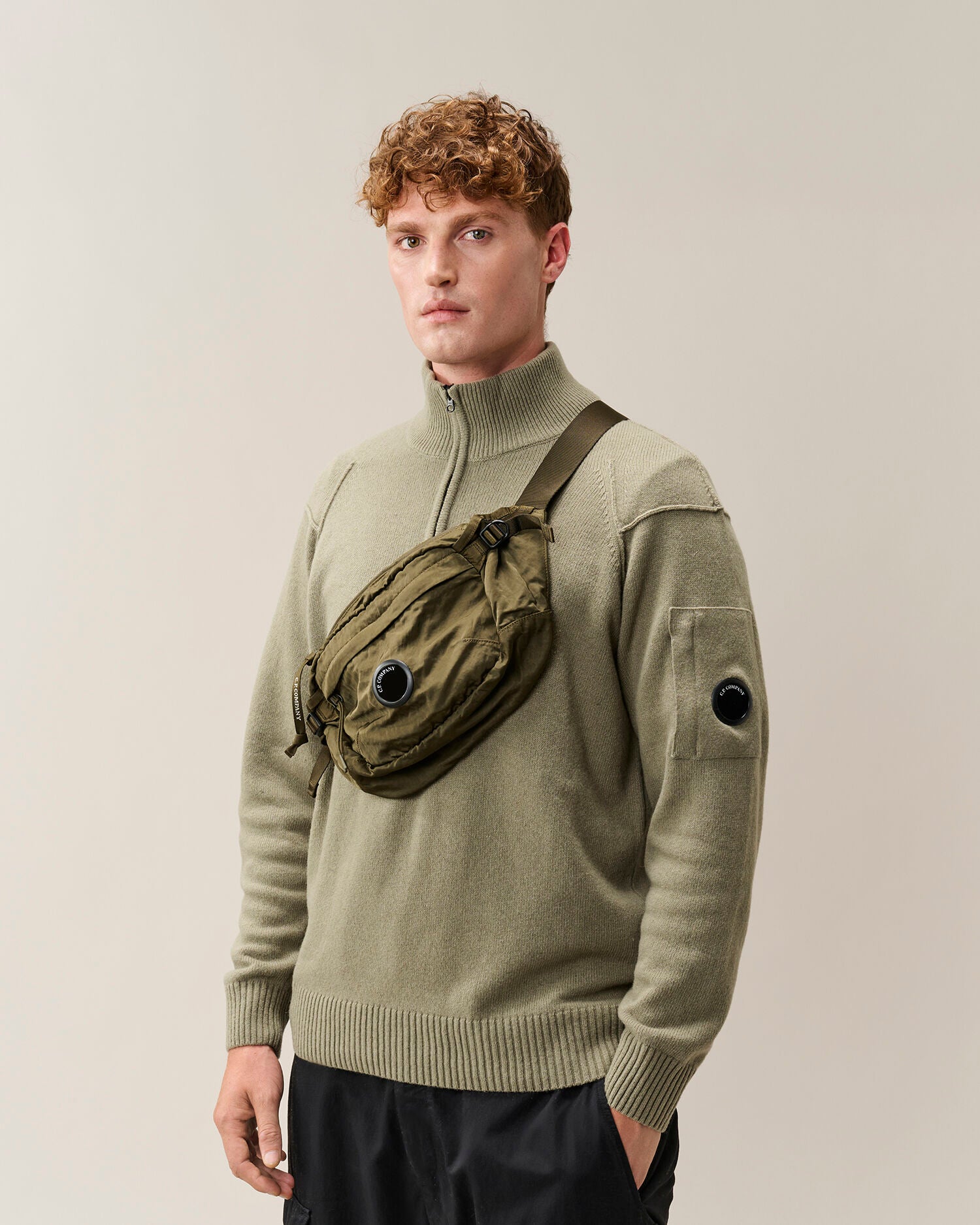 C.P. Company Nylon B Lens Waist Bag in Ivy Green