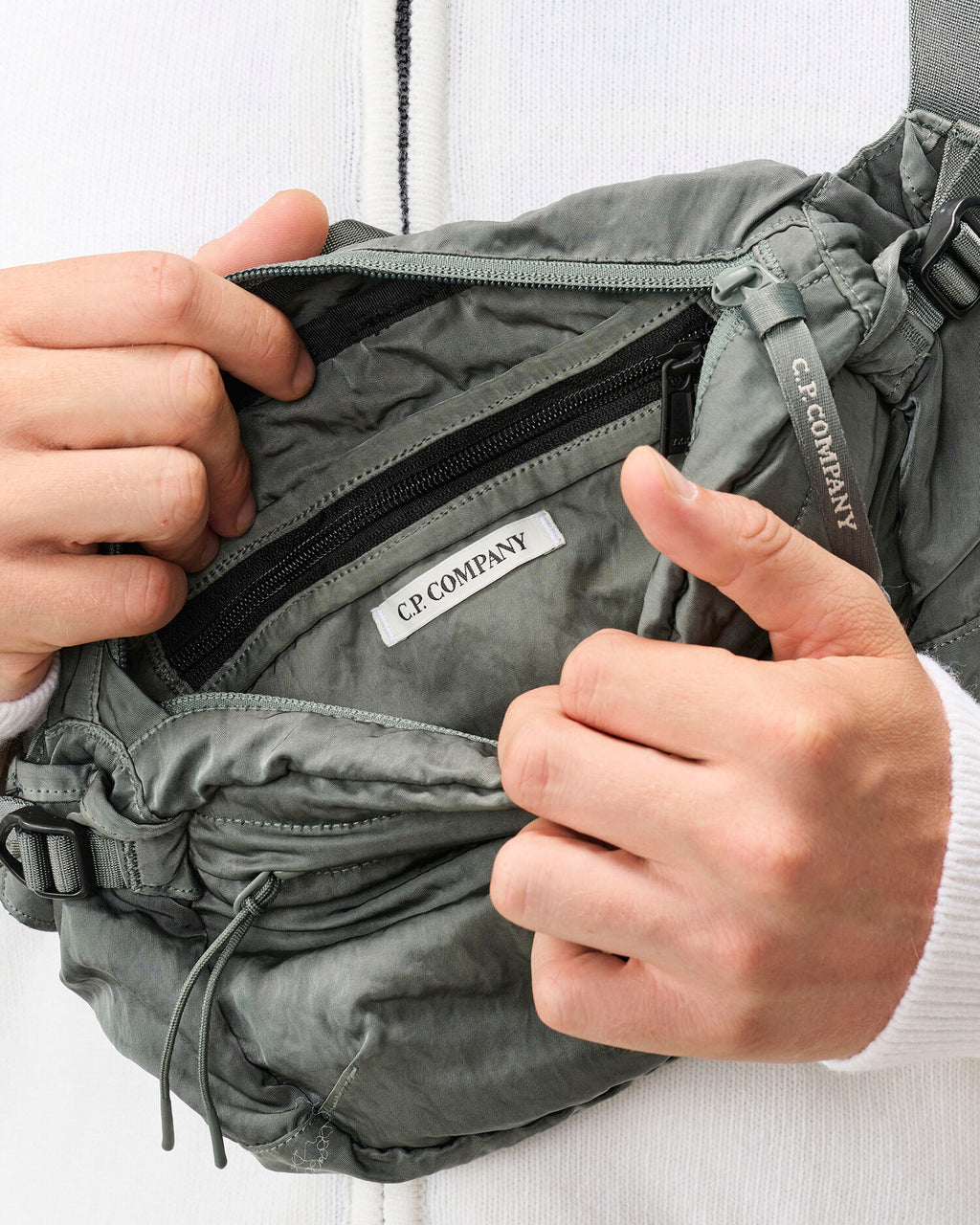 C.P. Company Nylon B Lens Waist Bag in Castor Grey