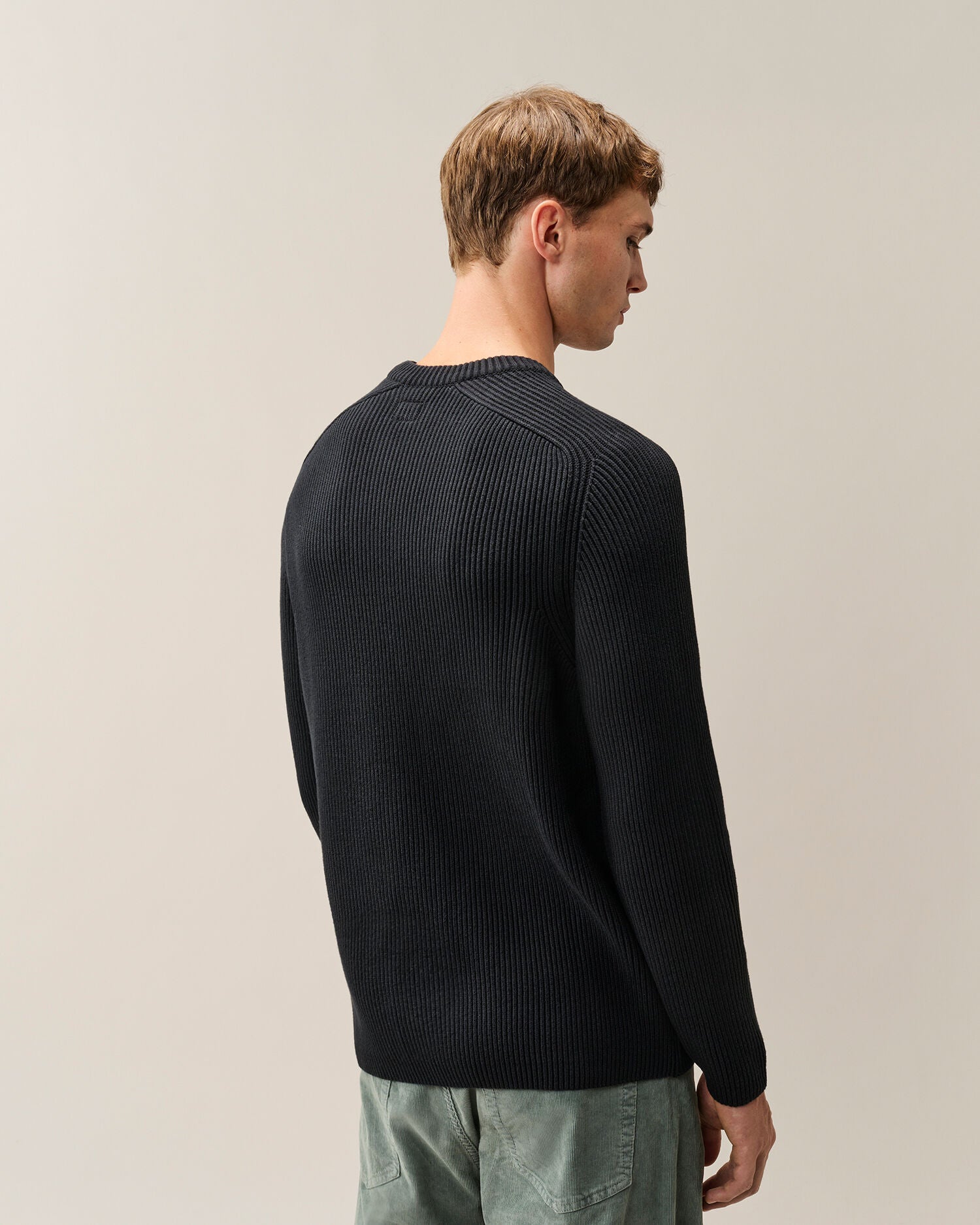 C.P. Company Full Rib Cotton Lens Crewneck Sweater in Black