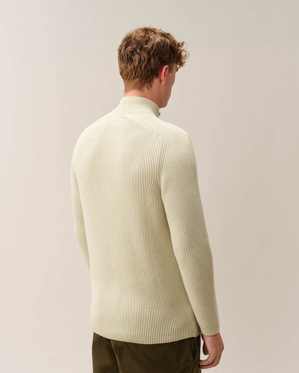 C.P. Company Full Rib Cotton Half Button Lens Sweater in Silver Birch