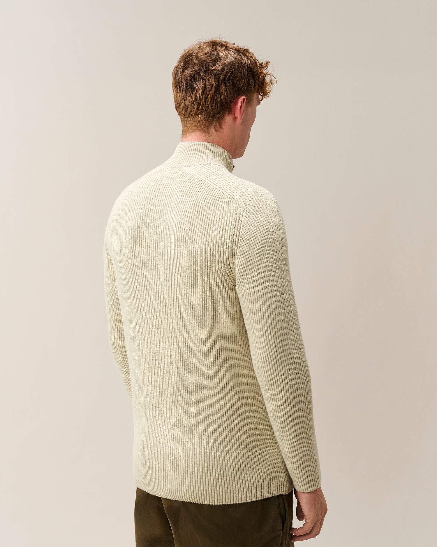 C.P. Company Full Rib Cotton Half Button Lens Sweater in Silver Birch