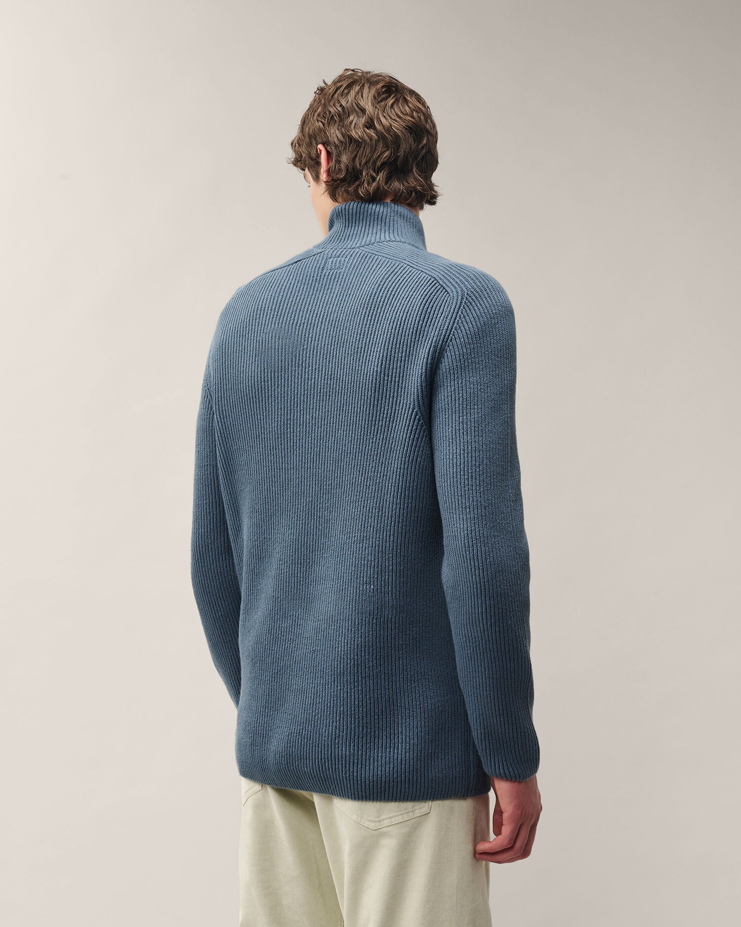 C.P. Company Full Rib Cotton Half Button Lens Sweater in Orion Blue
