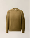 C.P. Company Chenille Cotton Lens Crewneck Sweater in Ermine - Beige