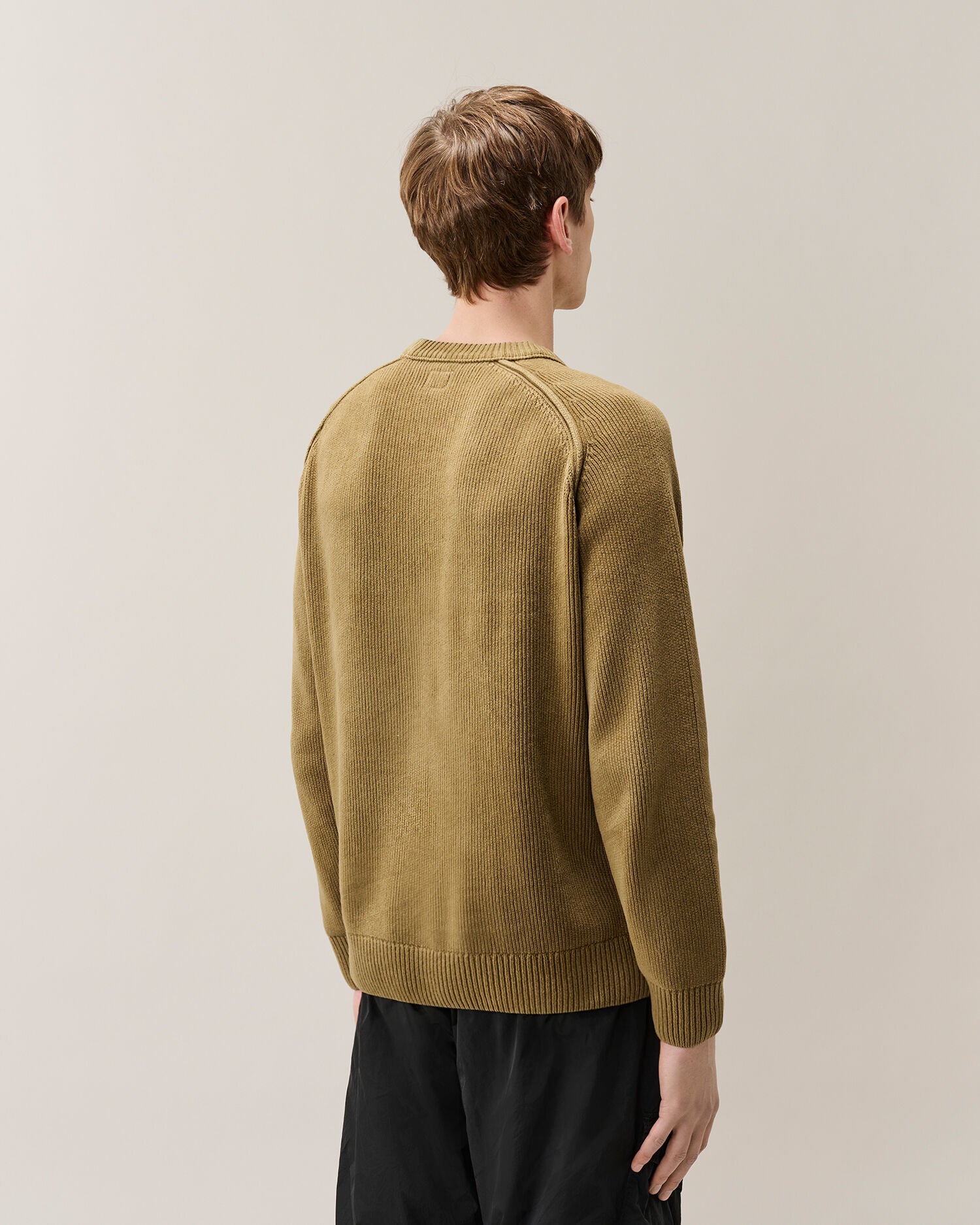 C.P. Company Chenille Cotton Lens Crewneck Sweater in Ermine - Beige