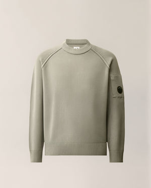 C.P. Company Chenille Cotton Lens Crewneck Sweater in Flint Grey