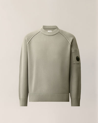 C.P. Company Chenille Cotton Lens Crewneck Sweater in Flint Grey