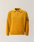 C.P. Company Chenille Cotton Lens Polo Sweater in Buck Thorn Brown