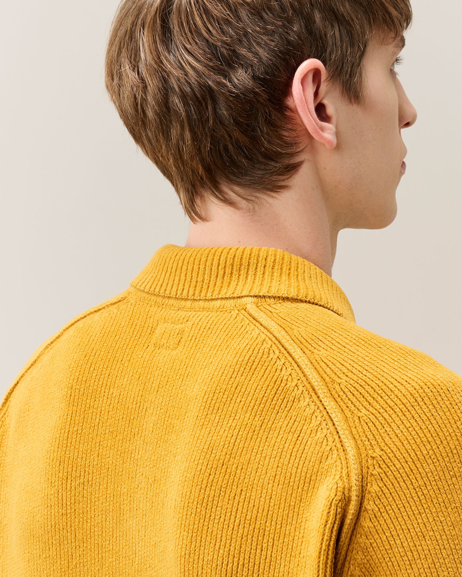 C.P. Company Chenille Cotton Lens Polo Sweater in Buck Thorn Brown
